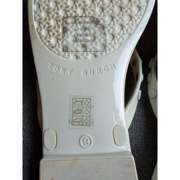Tory Burch Perfect Ivory Studded Jelly Flip Flops Thongs Sandals Sz 9 Cream - Picture 7 of 10